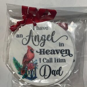 Memorial Ornament with Cardinal and Red Ribbon